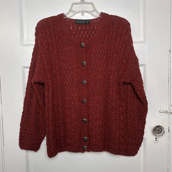 Blarney Woolen Mills Wool Cardigan Sweater Buttons Classic Fisherman Cable Knit - Picture 17 of 17